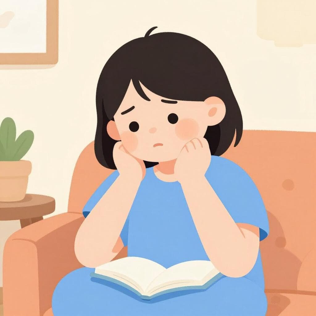 A person with very light skin looking tired or unwell.