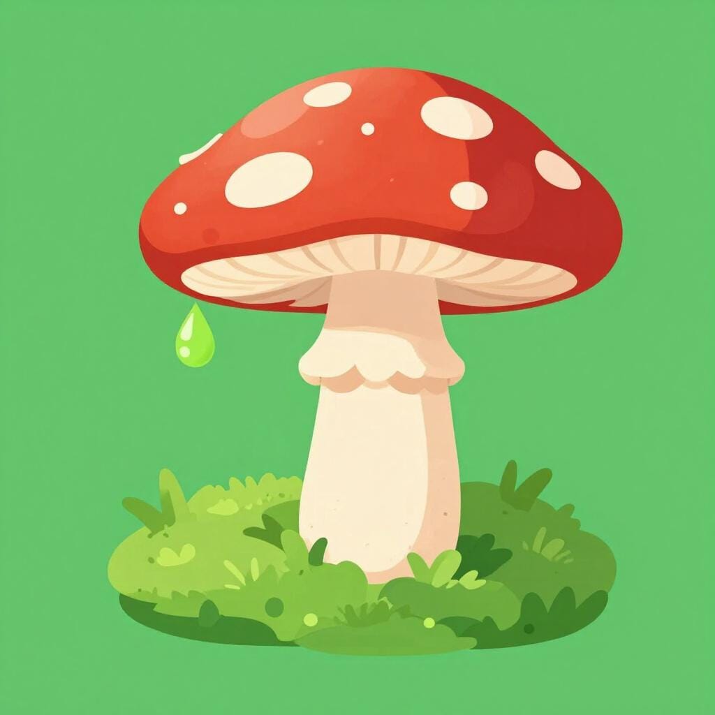 Um cogumelo vermelho vivo com pintas brancas numa floresta, ilustrando uma fonte natural de veneno.