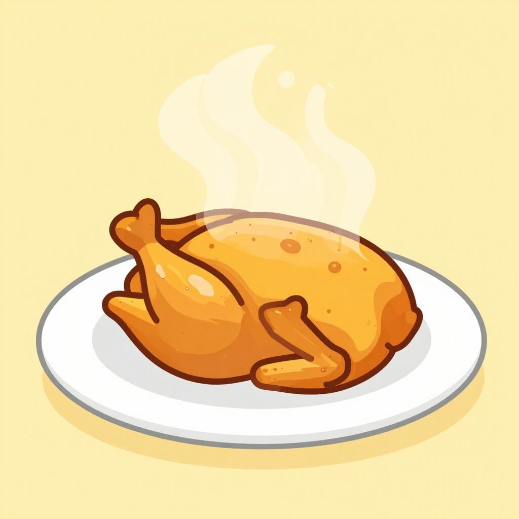 A perfectly cooked piece of chicken on a plate, showing it is ready to eat.