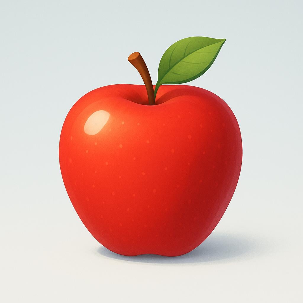 A single, perfectly round and red apple resting on a clean surface, representing something standard or usual.