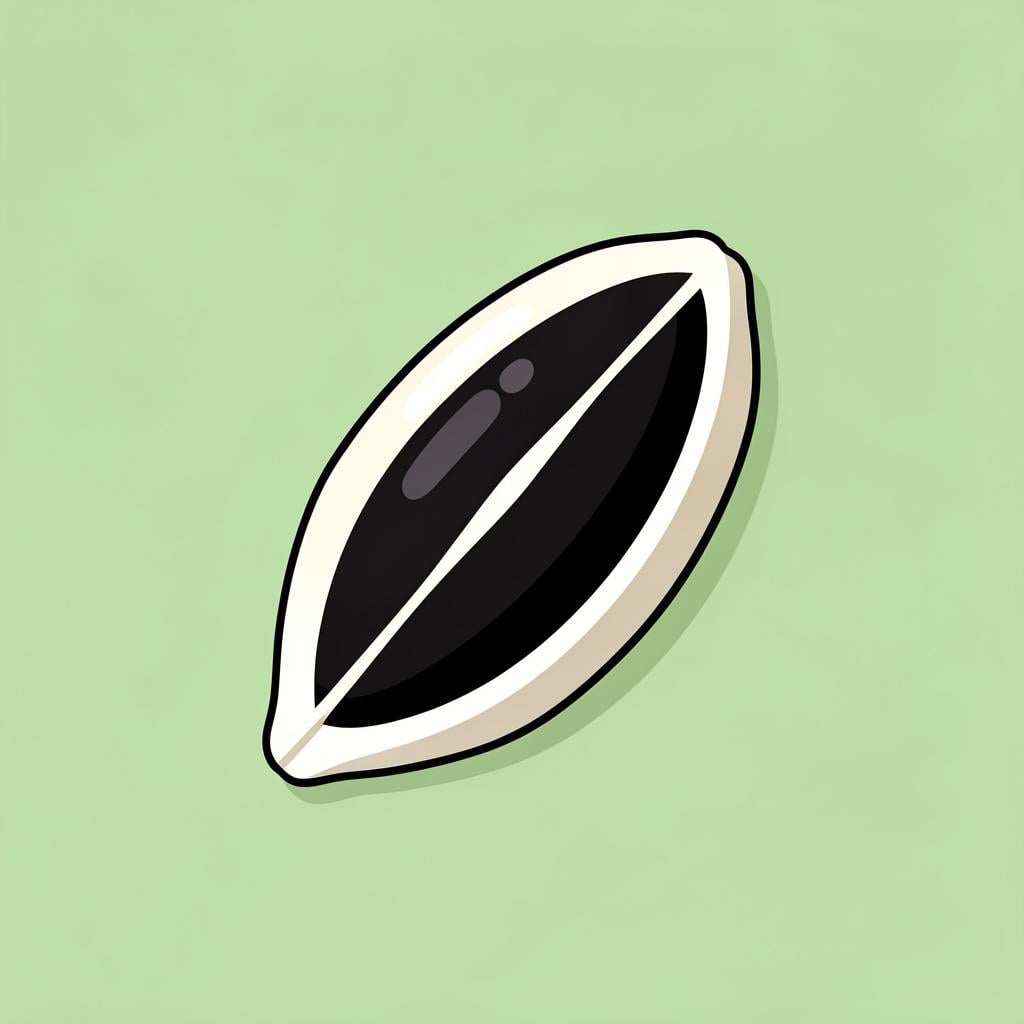 A single striped sunflower seed showing its characteristic black and white pattern.