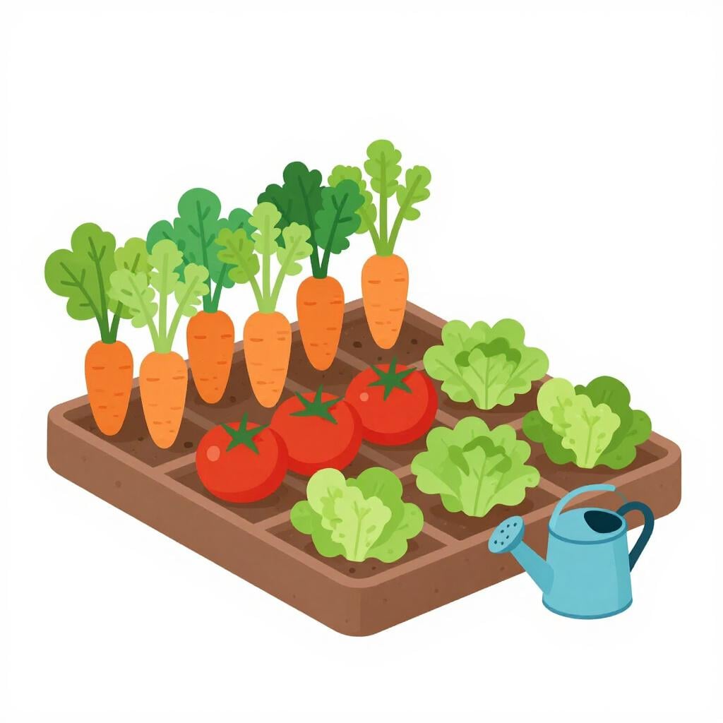 A small garden with various vegetables growing, providing food.
