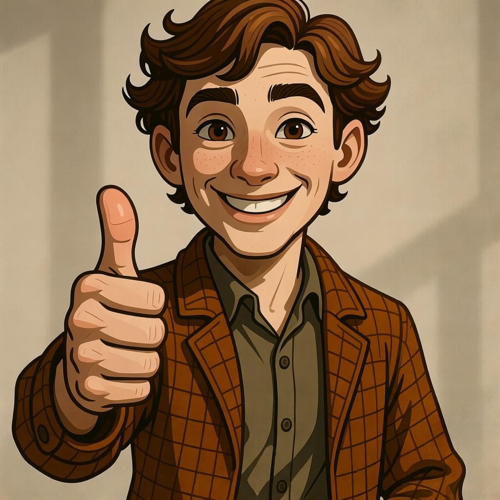 A person looking confident and sure of themselves, giving a thumbs-up.