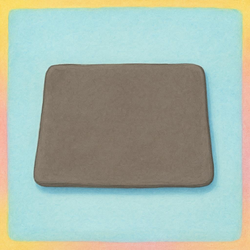 A single, simple illustration of a piece of fabric, colored in muted, grayish brown and purple tones, symbolizing a dull color.