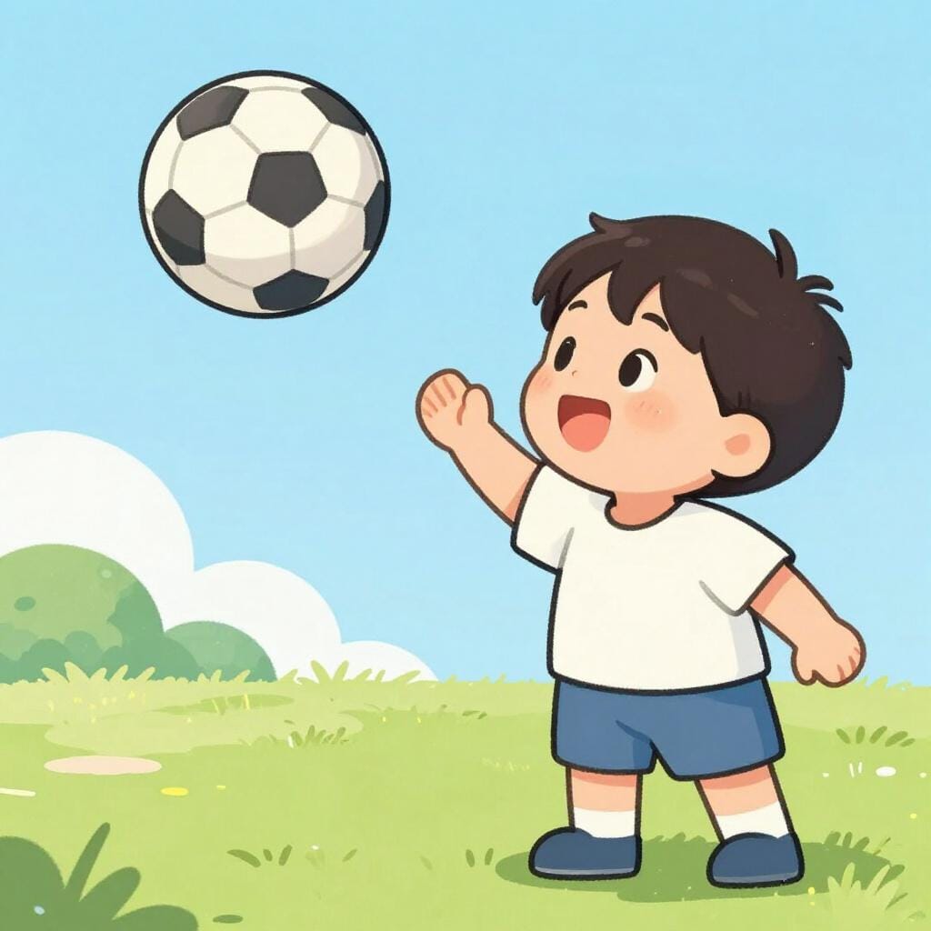 ボールが跳ね返ることを願う表情でボールを見ている人。