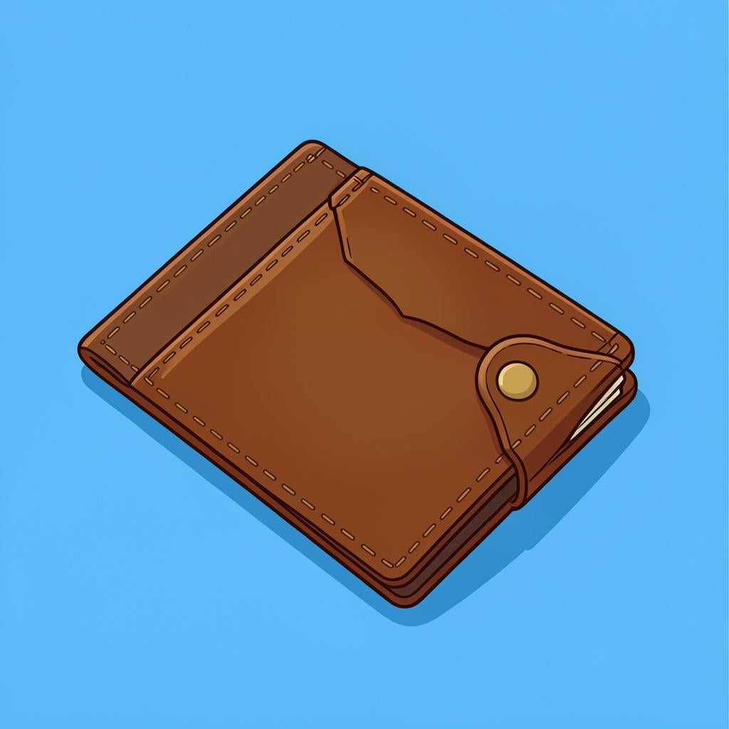 An empty brown leather wallet with its pockets pulled out.