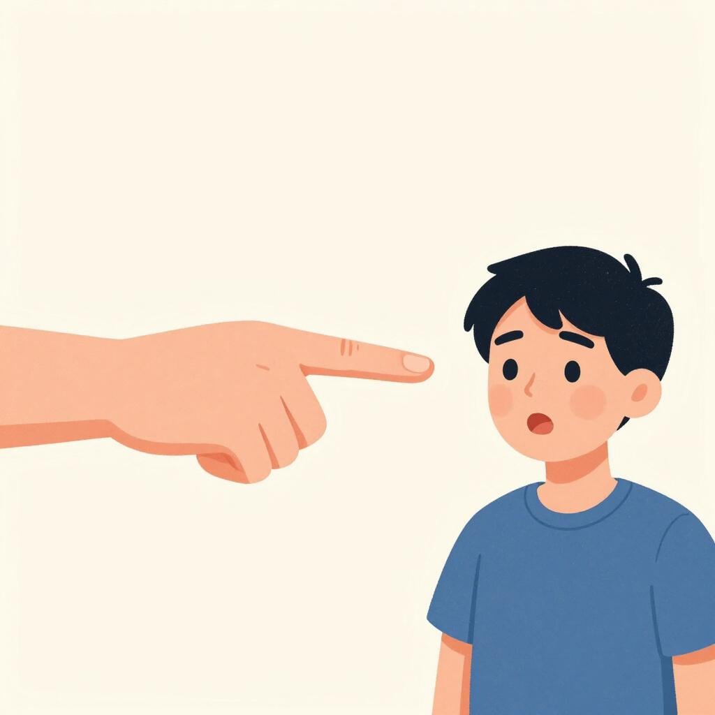 A simple illustration of a hand pointing toward a person standing in a spotlight, suggesting involvement.