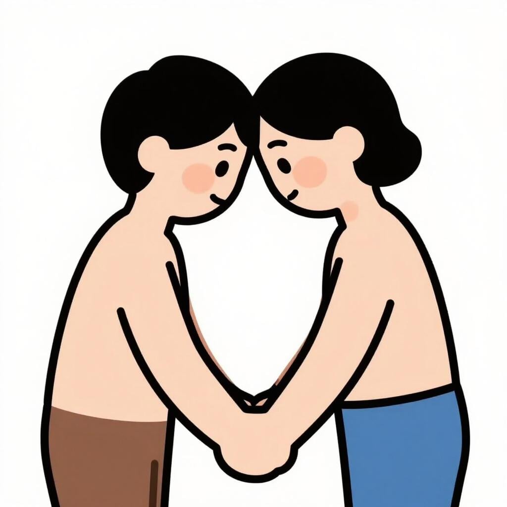 Two figures holding hands and leaning close together, illustrating a romantic partner or lover.