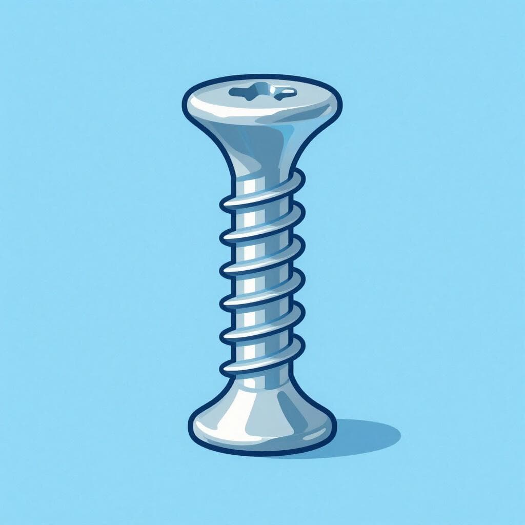 A single metallic screw with a pointed end and a spiral thread on a clean background.