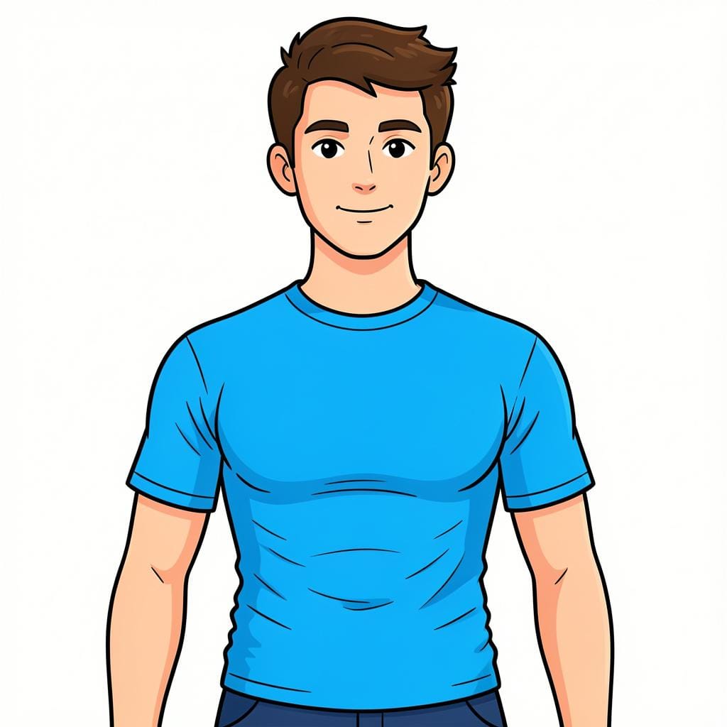 A person wearing a t-shirt that is clearly too small, with the fabric stretched tight across their chest.