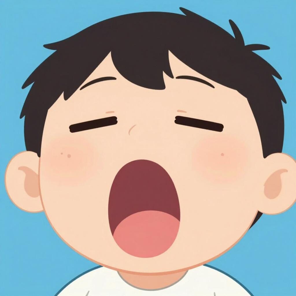 A person with a very tired face and heavy eyelids, showing signs of exhaustion.