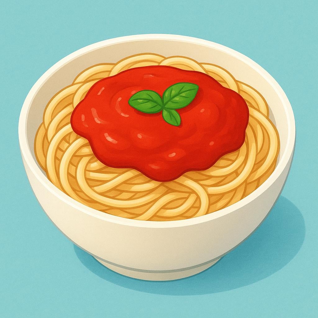 A bowl of spaghetti noodles covered in red tomato sauce, ready to be eaten.