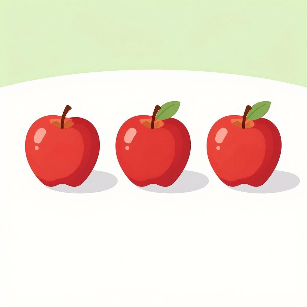 Three identical, colorful blocks placed neatly in a straight, horizontal row on a clean surface.