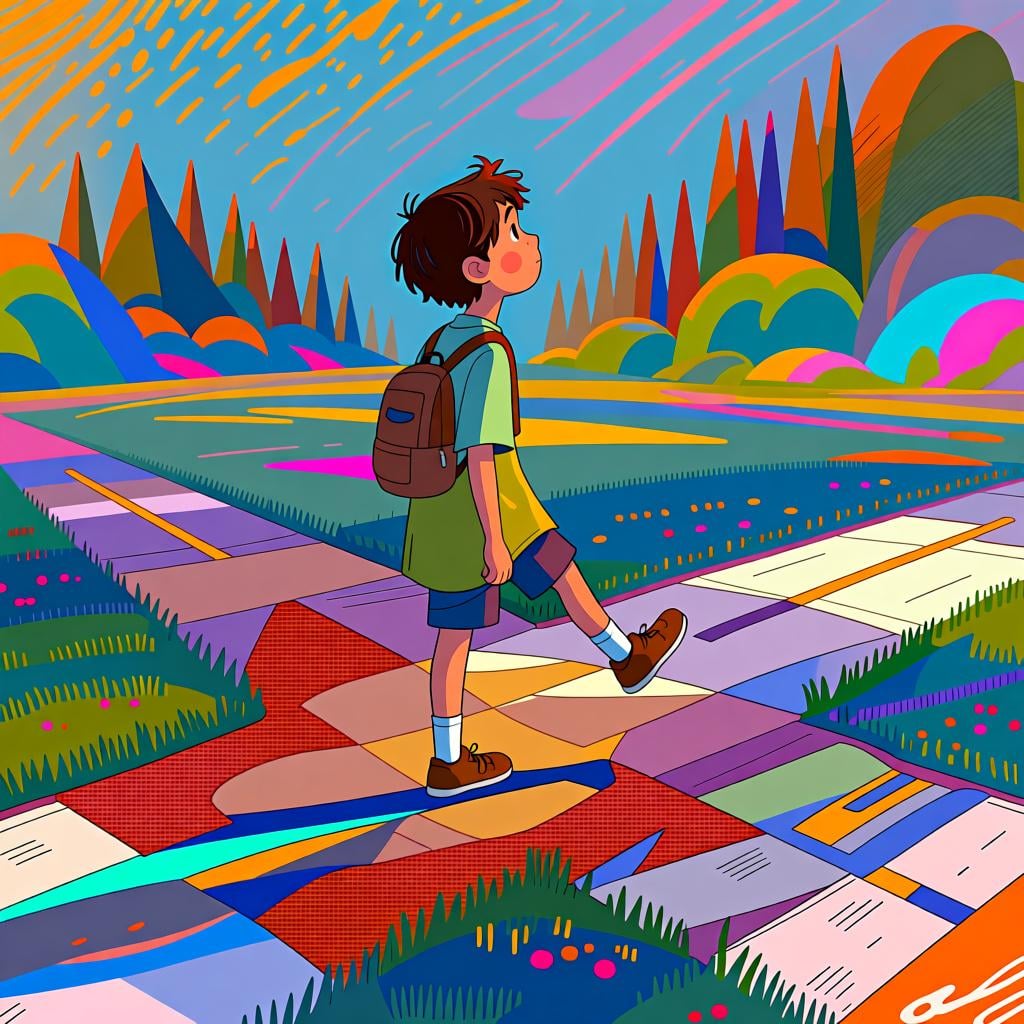 A young person pausing mid-step on a path, looking thoughtfully into the distance, representing hesitation before speaking.