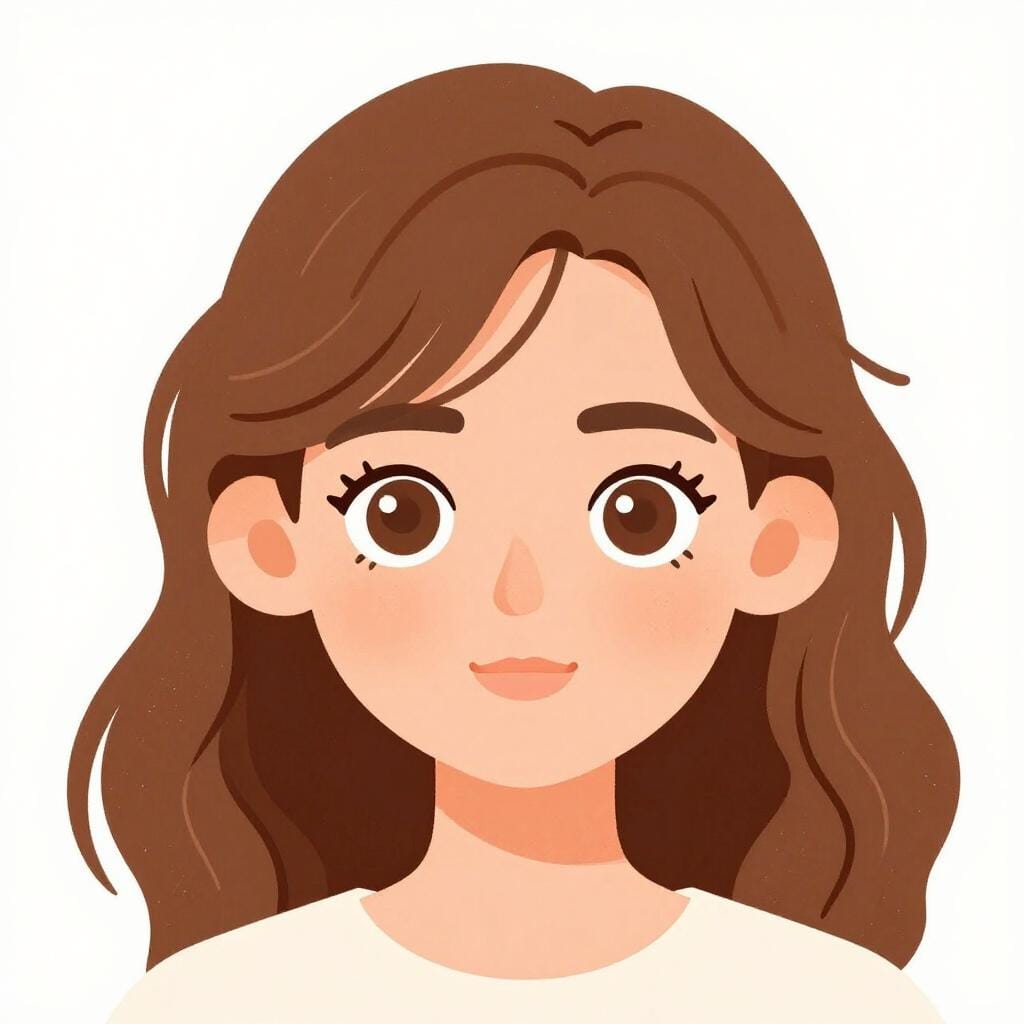 A portrait of a person with wavy brown hair and brown eyes.