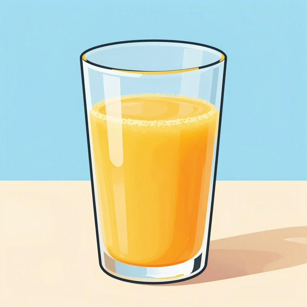 Un verre rempli à ras bord de jus d'orange vif.