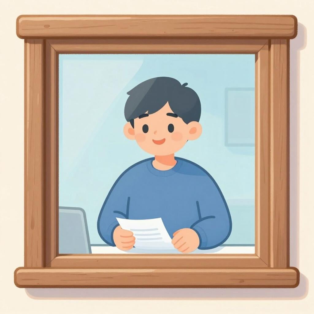 郵便局のカウンター窓口の後ろにいる親切な人。