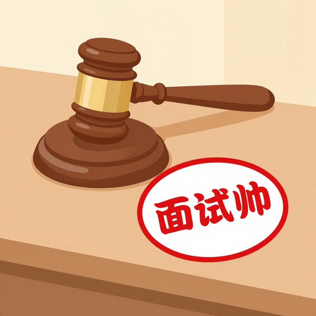 A wooden gavel resting on a red cushion with a large red circular stamp mark nearby, signifying a formal rejection.