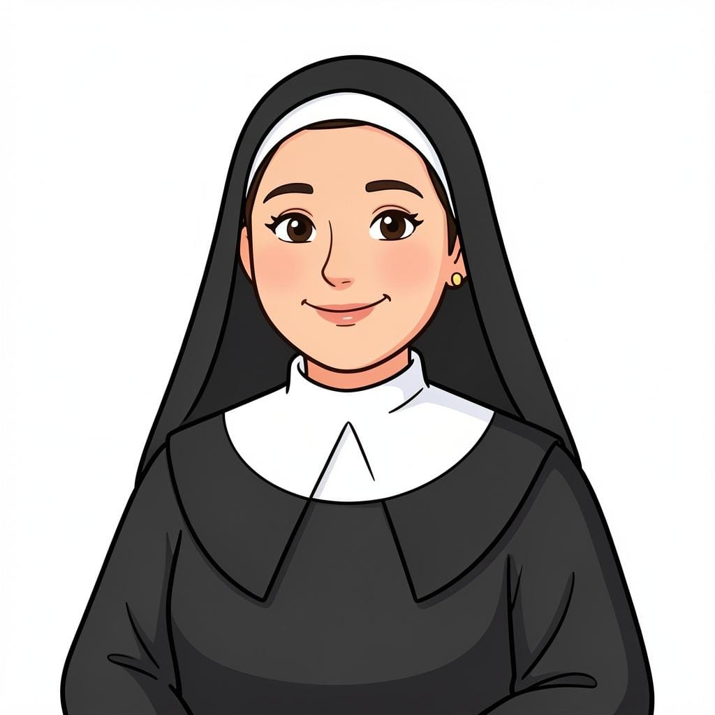 A woman wearing a traditional black and white habit.