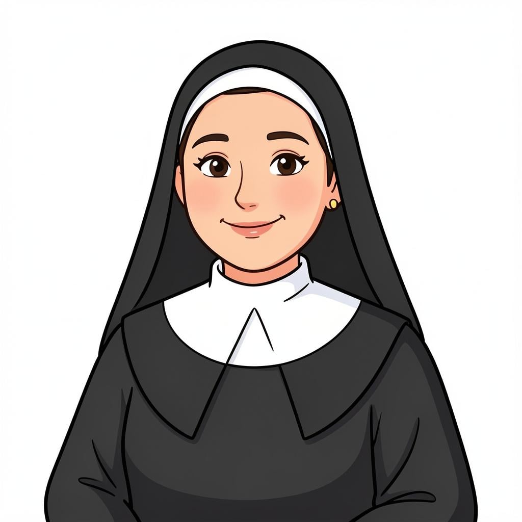 A woman wearing a traditional black and white habit.