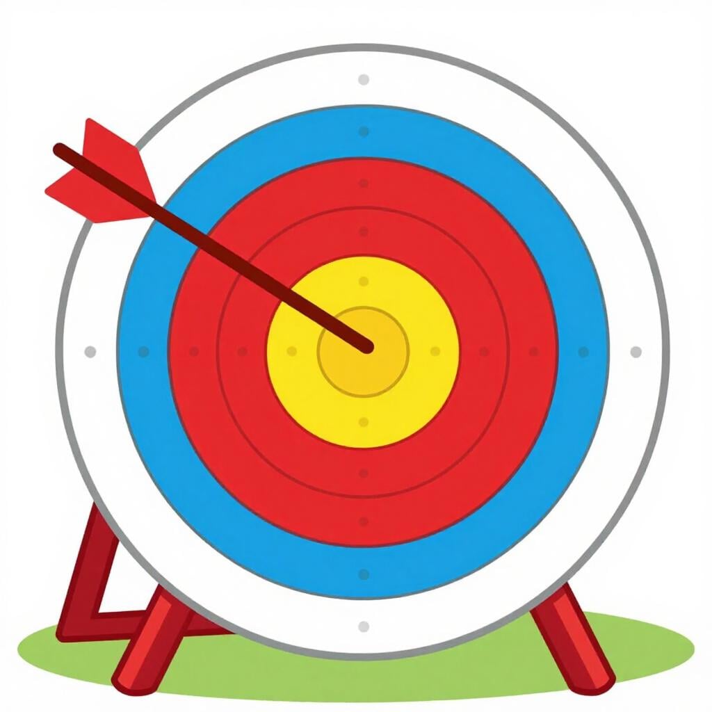 An arrow hitting the exact center of a bullseye on a target.
