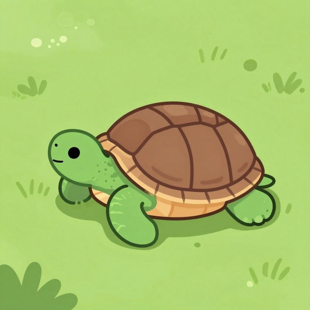 A small turtle pulling its head and legs inside its hard shell for protection.