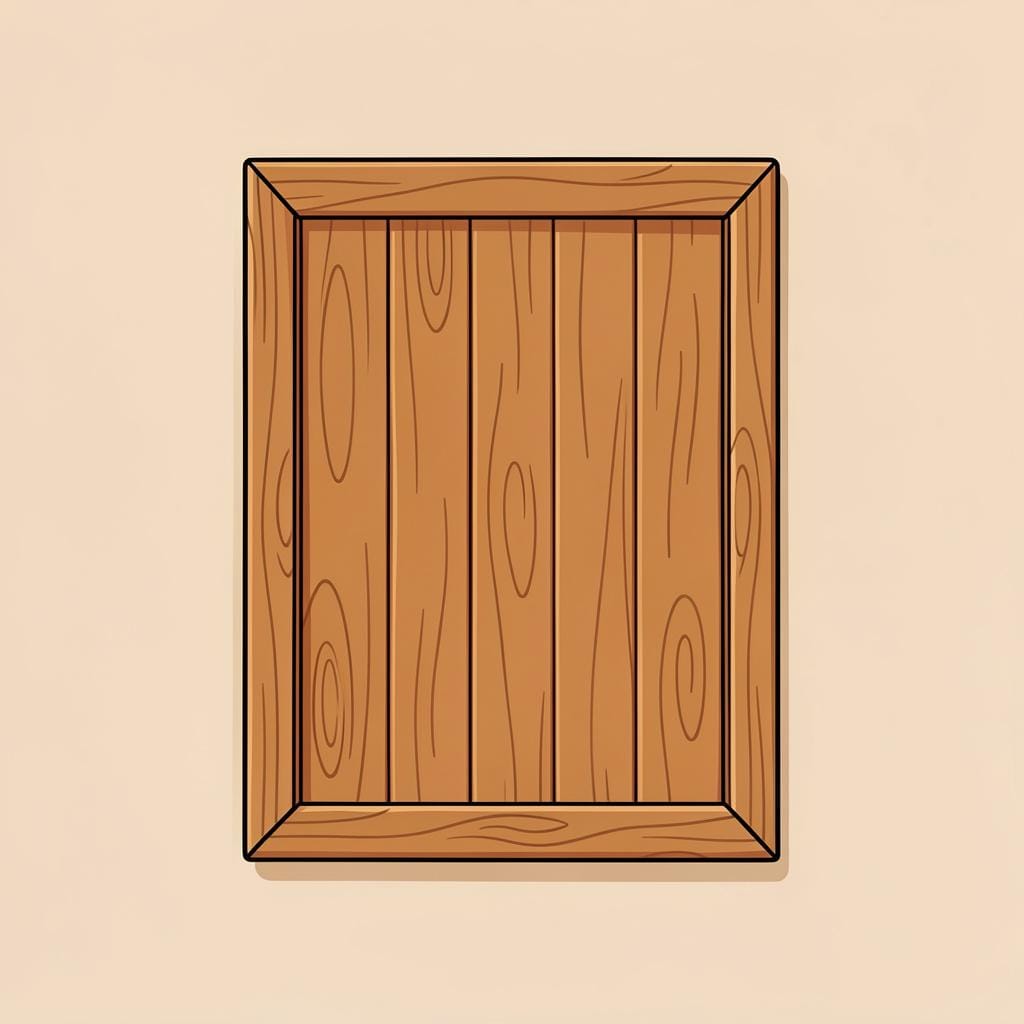 A wooden wall featuring a distinct rectangular panel section.