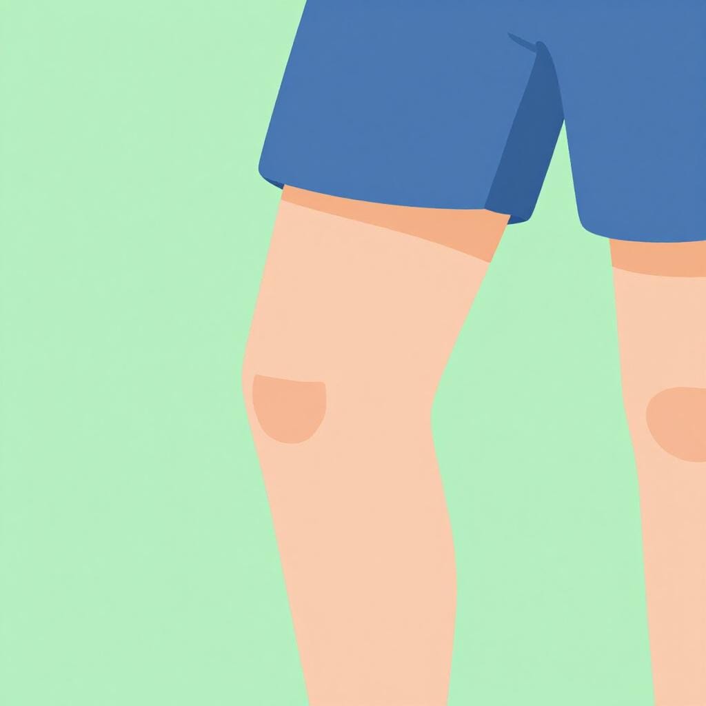 A simple illustration showing the upper part of a human leg between the hip and the knee.