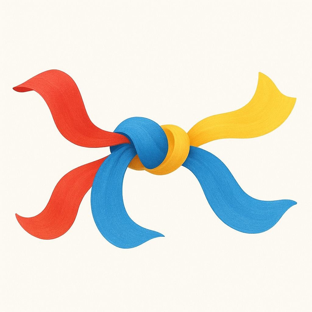 A collection of brightly colored, flowing fabric ribbons tied in simple bows, suitable for decoration.