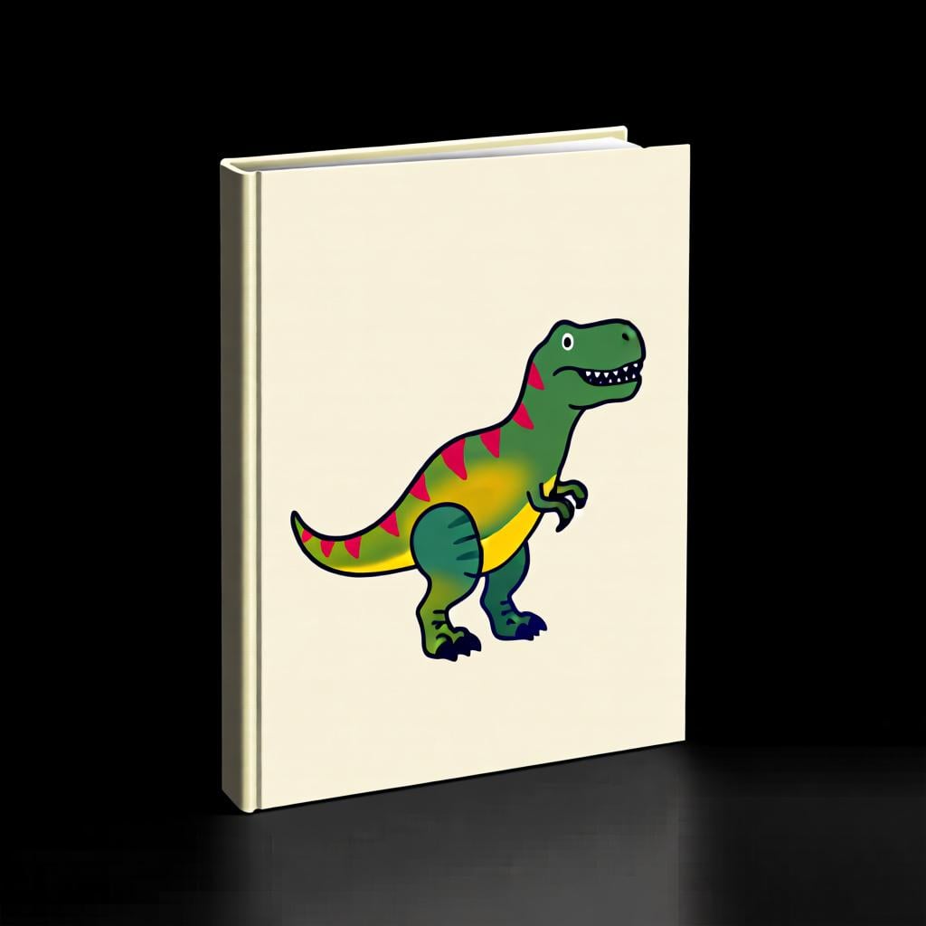 A book with a large, colorful picture of a dinosaur on the cover, showing the book's topic.