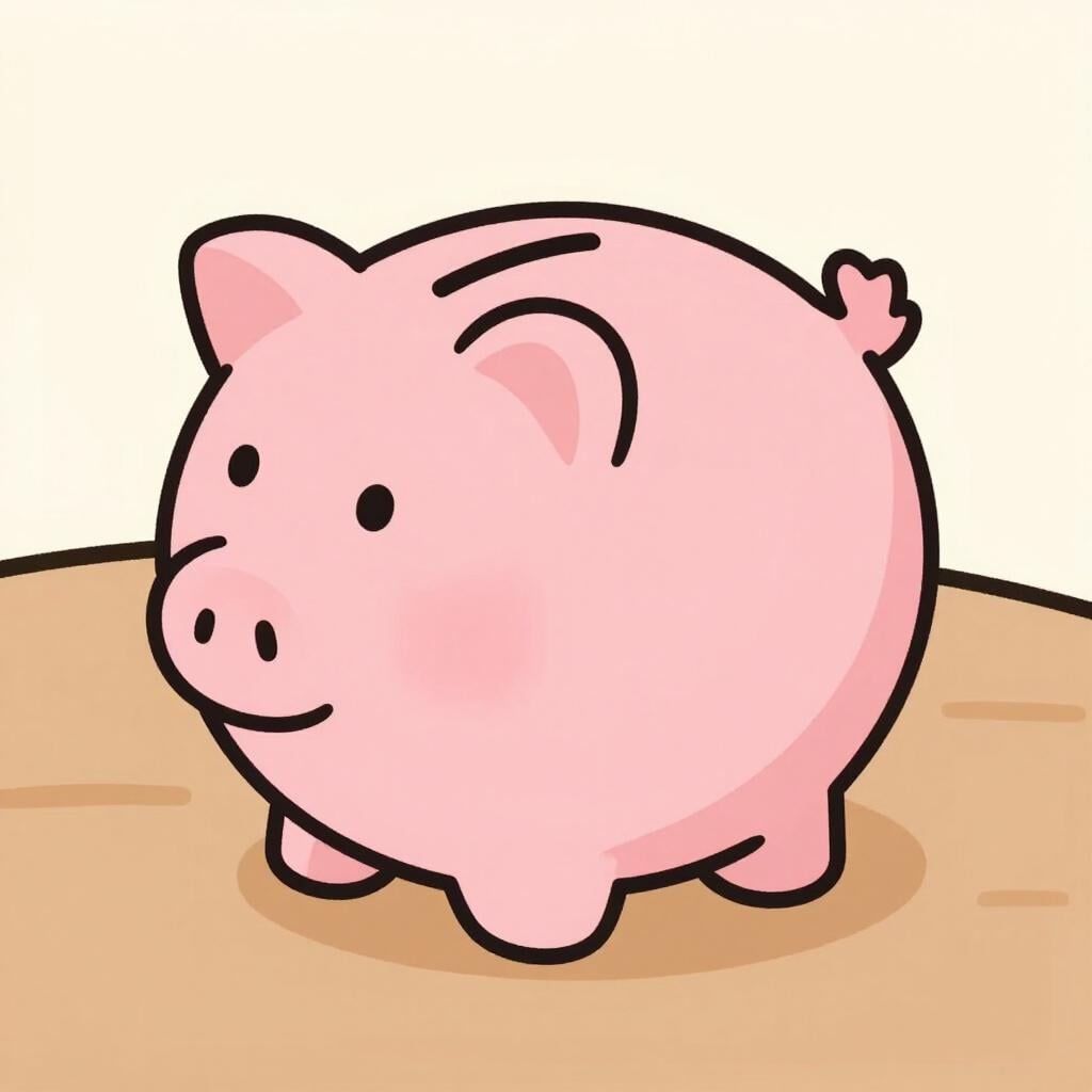 Een lege spaarpot op een houten tafel met de dop eraf en zonder munten erin.