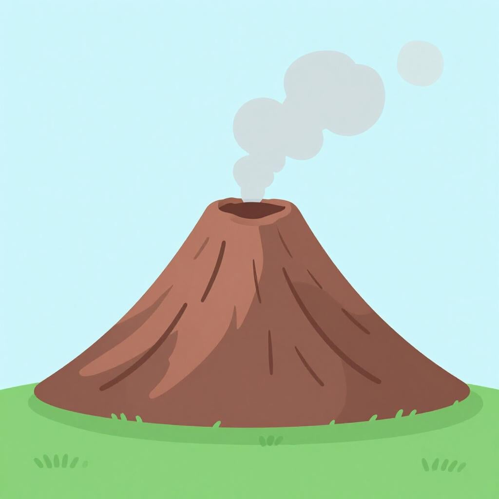 A large cone-shaped mountain with a crater at the top and smoke rising from it.