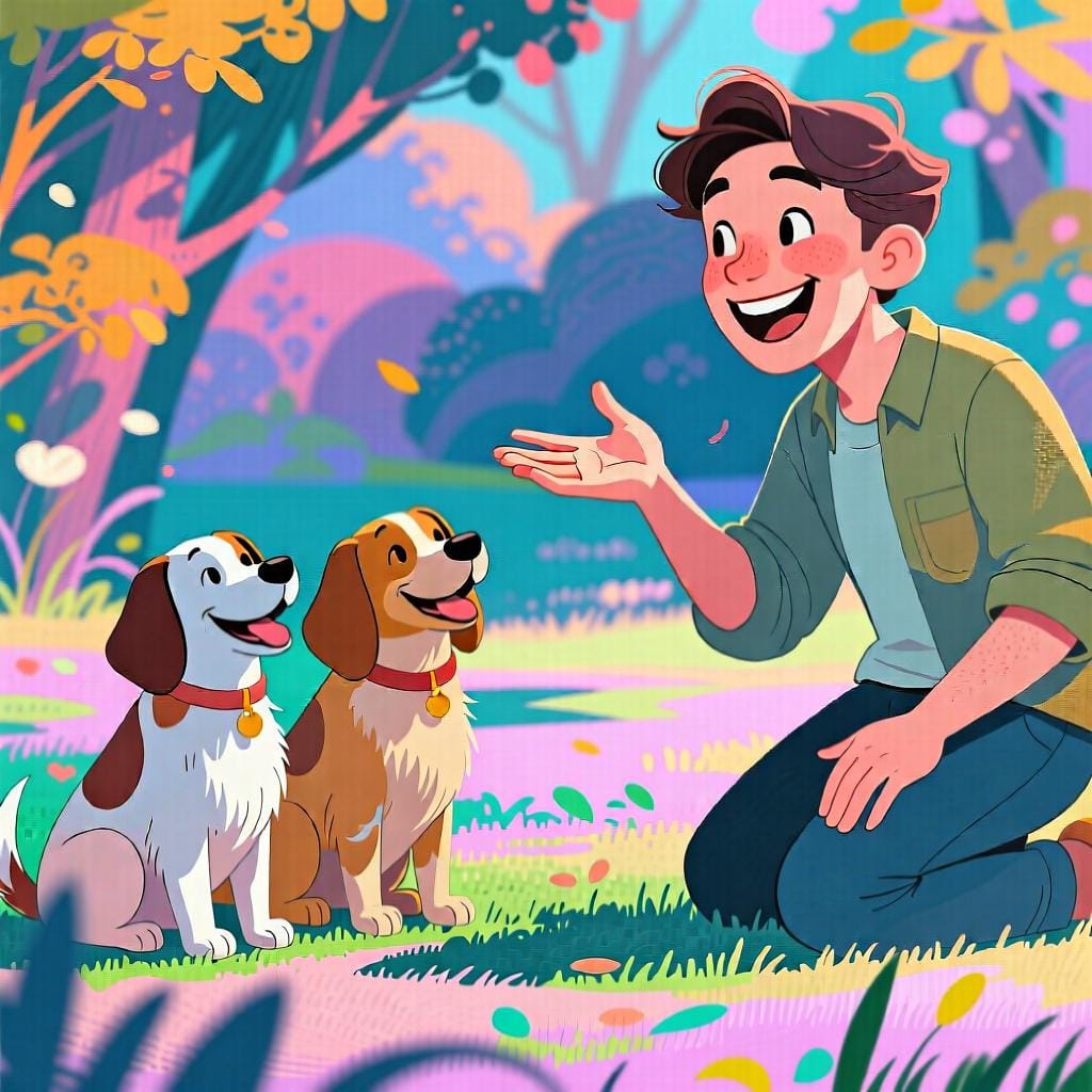 A friendly person pointing towards two cats that belong to the viewer.