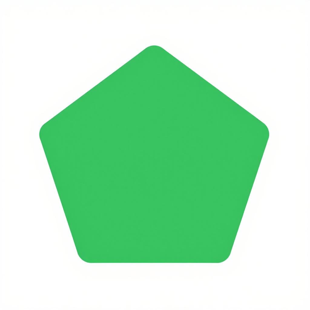 A bright green five-sided geometric shape centered on a plain white background.