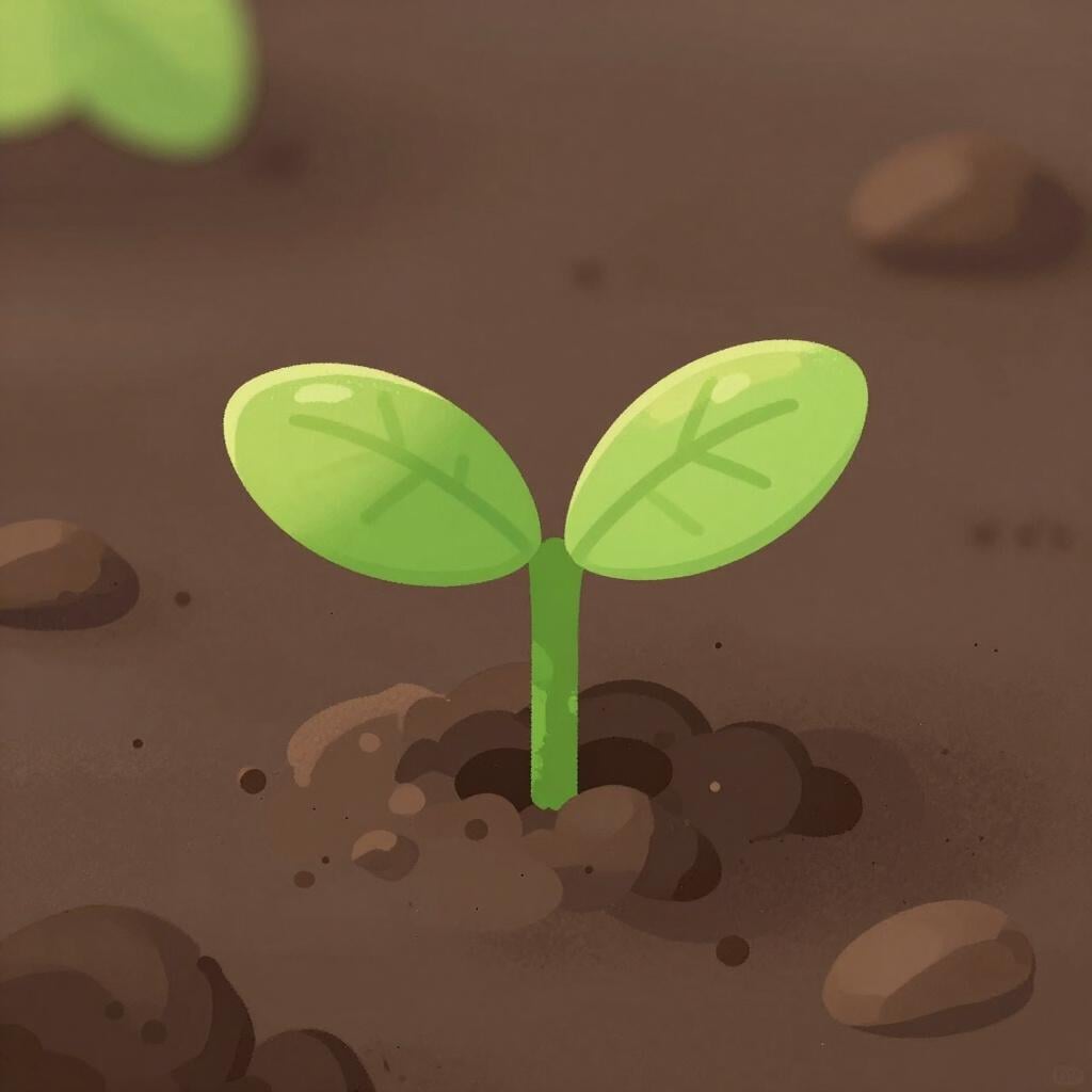 A green sprout pushing through the soil, signaling new growth and the arrival of spring.