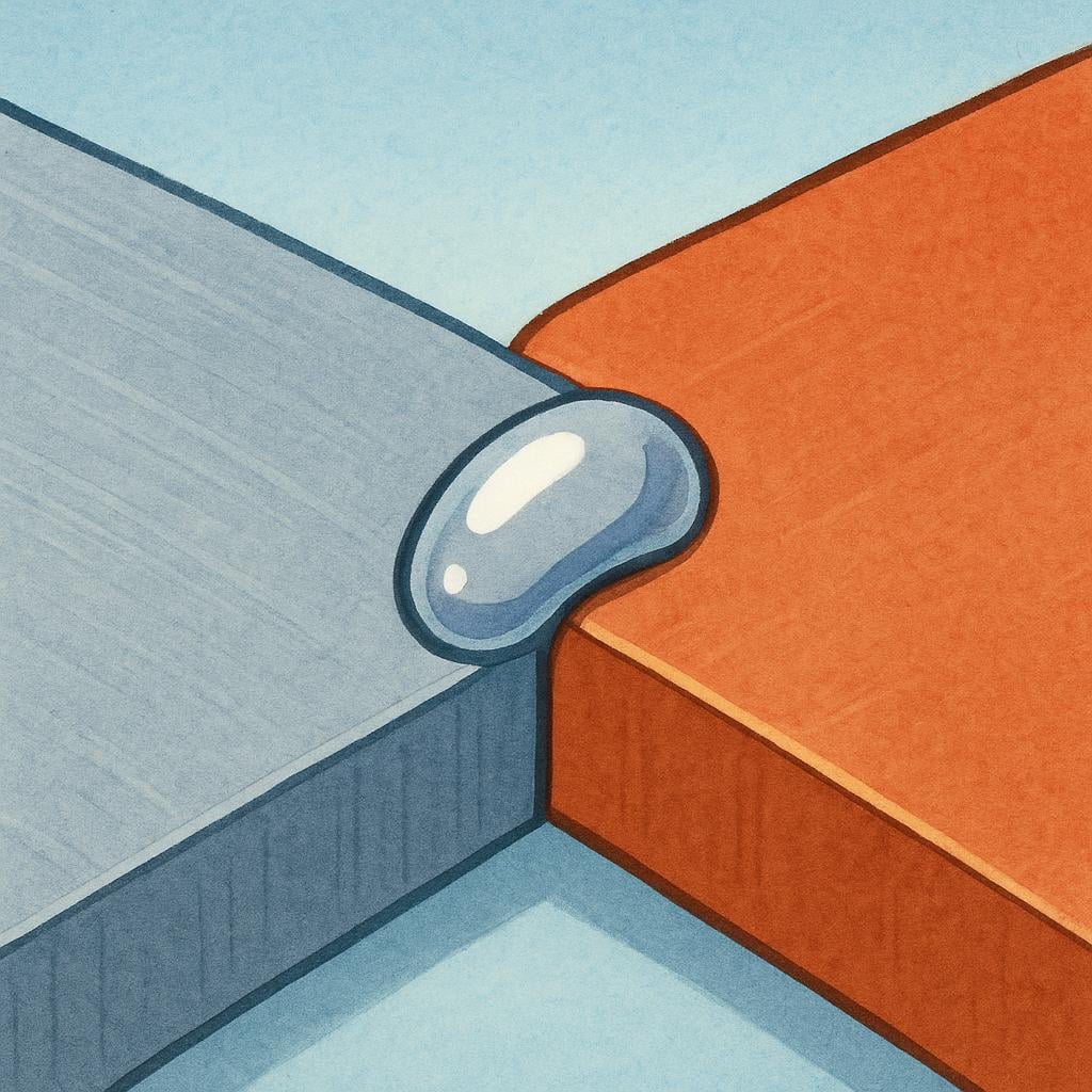 A close-up illustration showing two metal objects firmly joined together by a visible line of silver solder.