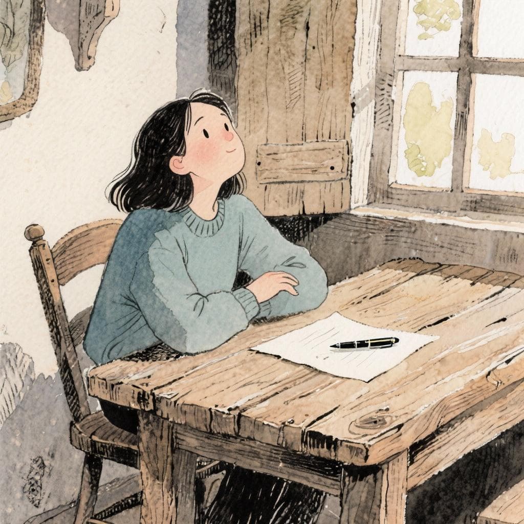 Person reflecting while looking at a timeline