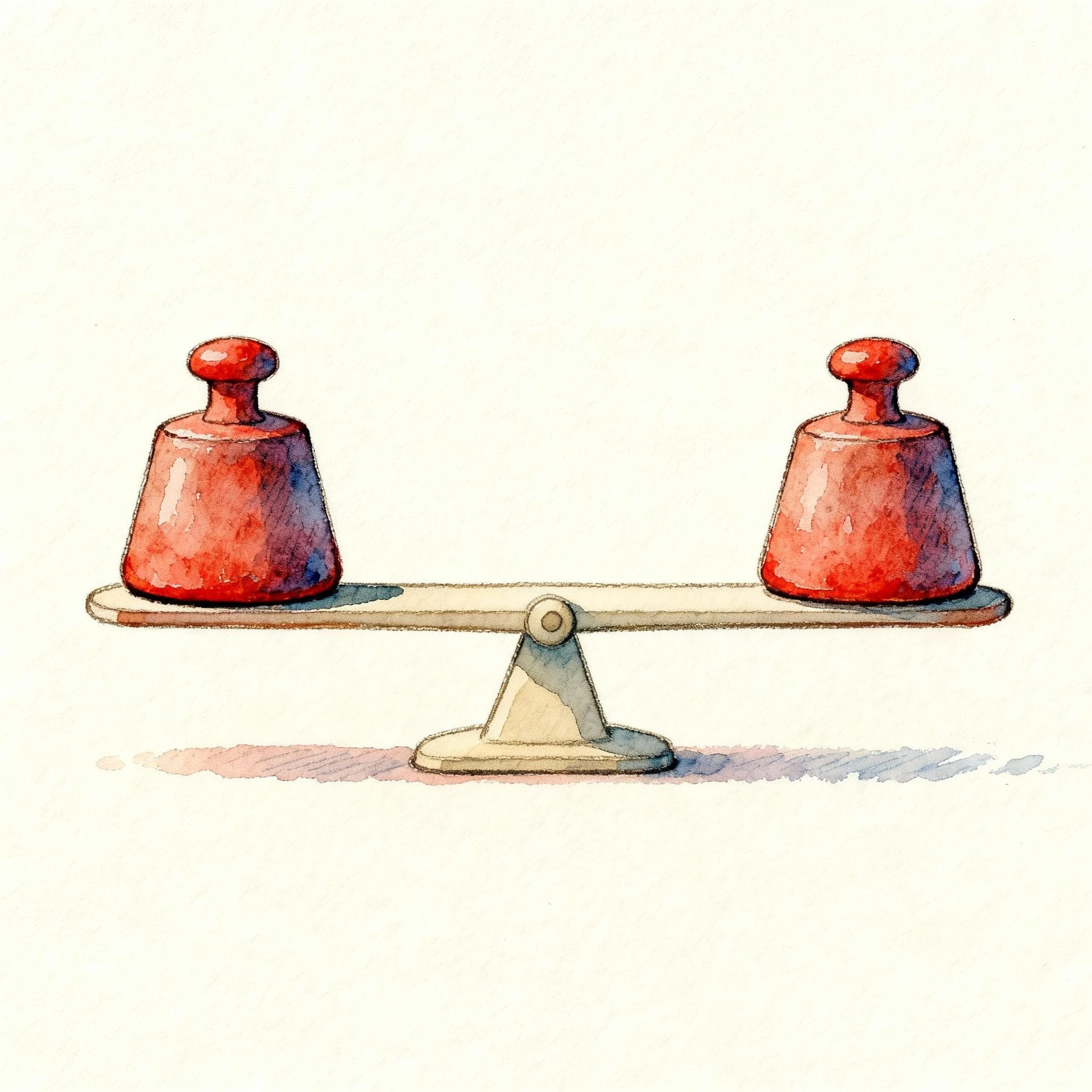 Two identical, balanced objects on a simple scale