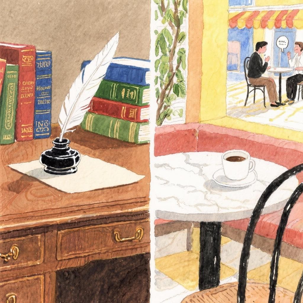 A composition subtly divided into two halves, one formal, one relaxed