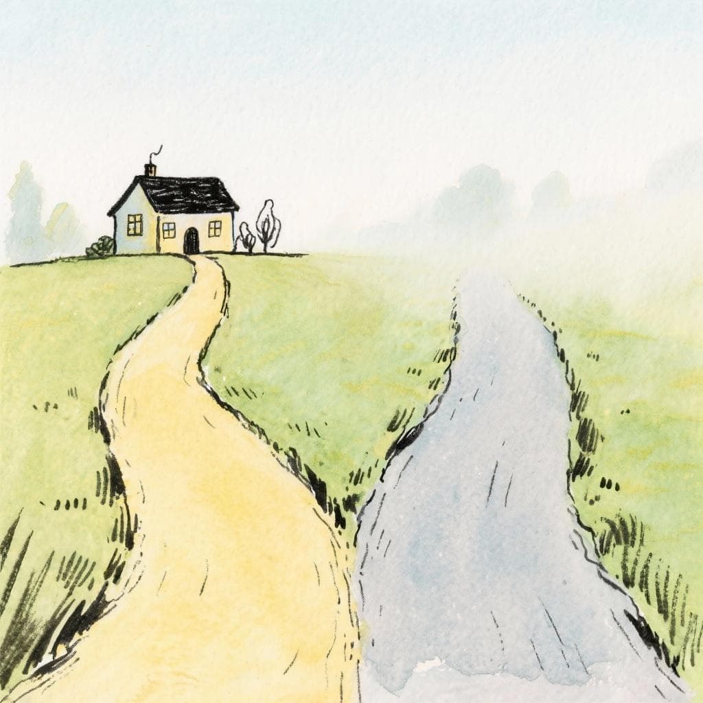 A path splitting into two directions