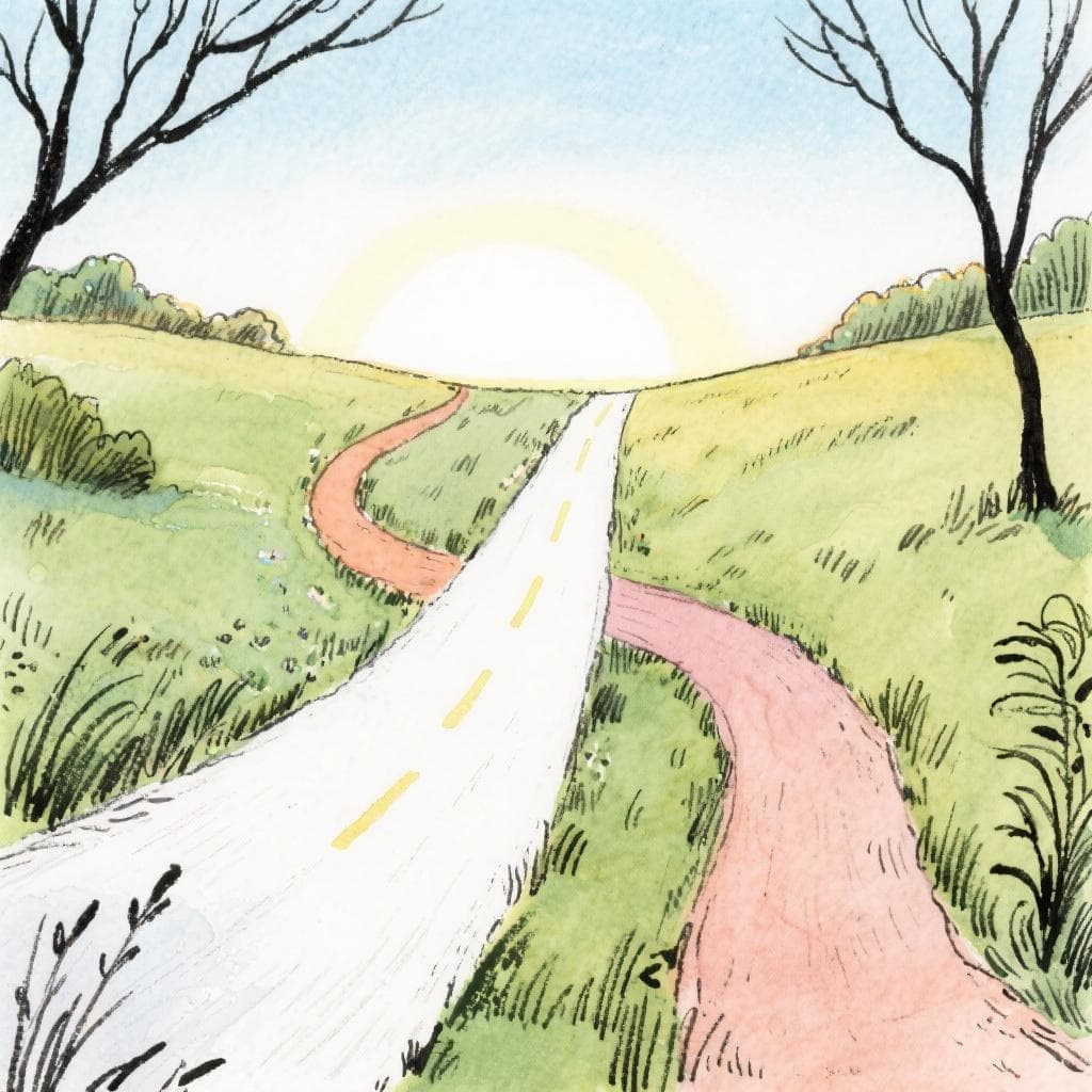 Two paths merging into one clear road