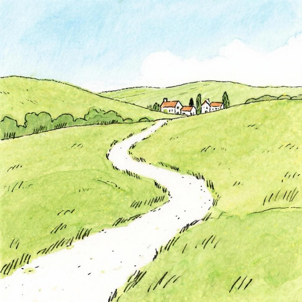 Simple scene of a path leading toward a distant view
