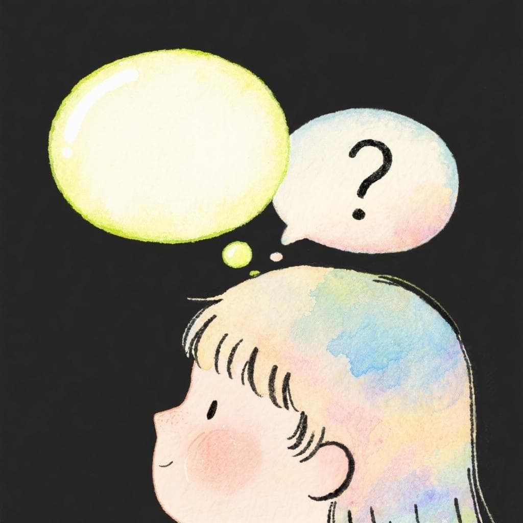 Two overlapping thought bubbles, one clear and sunny, the other slightly cloudy and ambiguous.