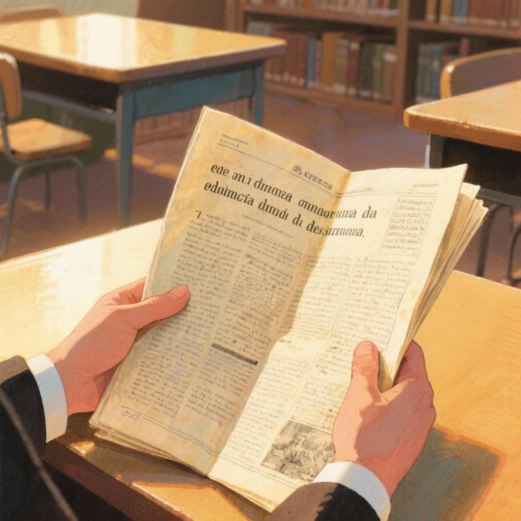 Person reading an old Spanish newspaper or document