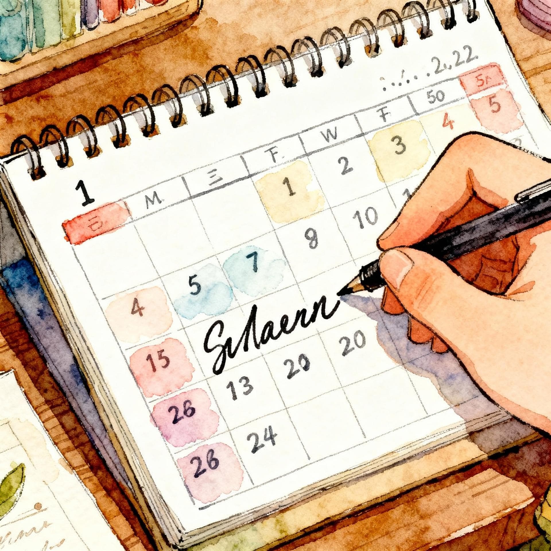 A student making notes in a planner or calendar