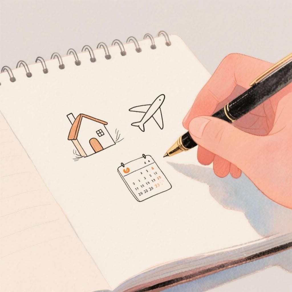 A person sketching future plans in a notebook