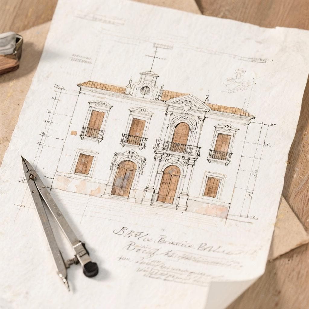 A detailed architectural drawing or blueprint