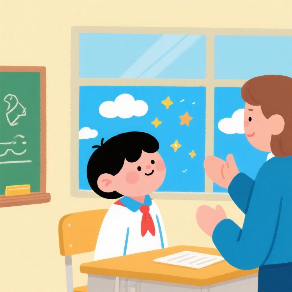 The figurative meaning of 'estar en Babia', showing a student in a classroom daydreaming and not paying attention.