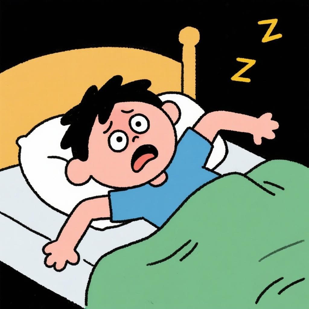 The actual meaning of 'pasar una noche toledana', showing a person who is tired and unable to sleep.