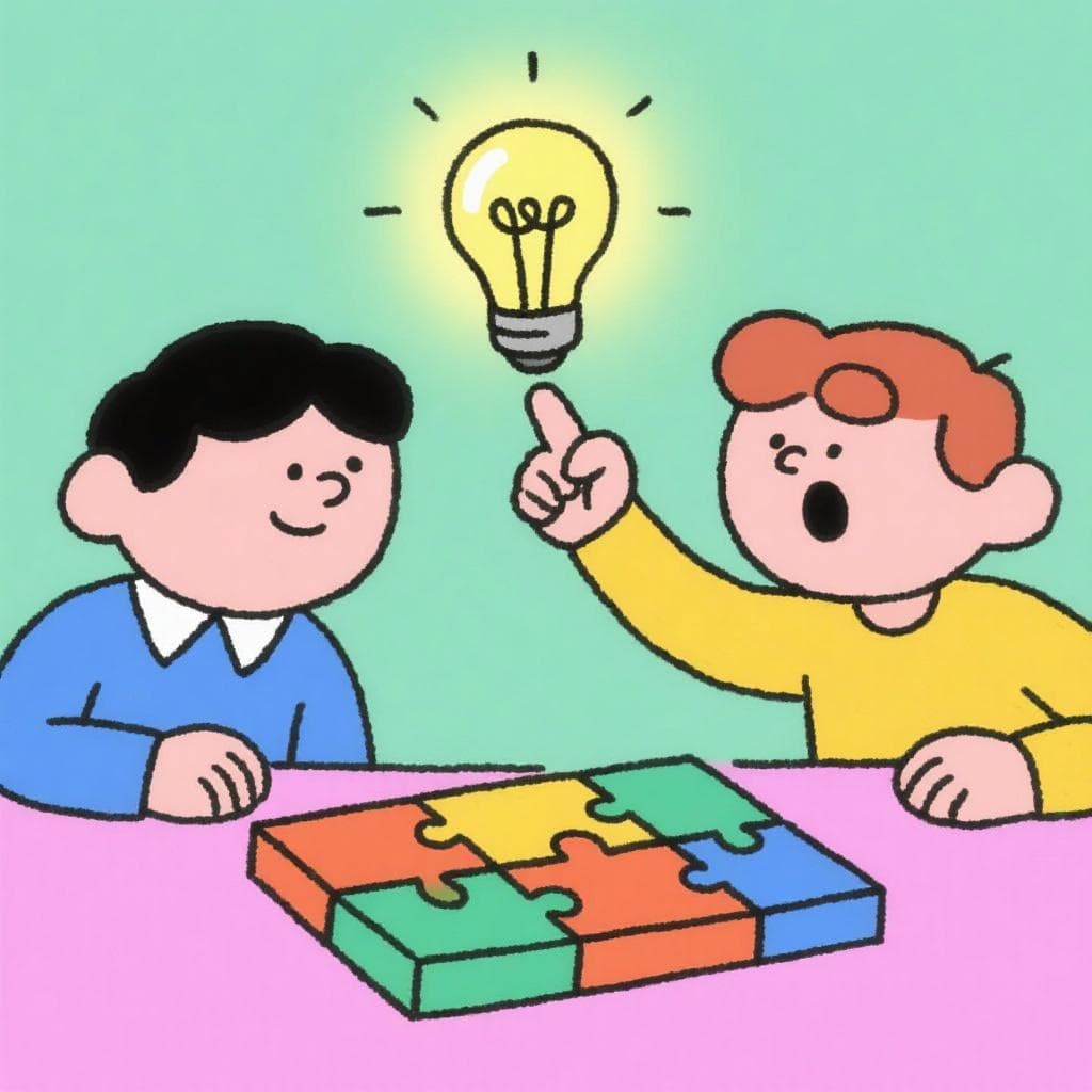 The figurative meaning of 'dar en el clavo', showing a person having a brilliant idea that solves a problem.